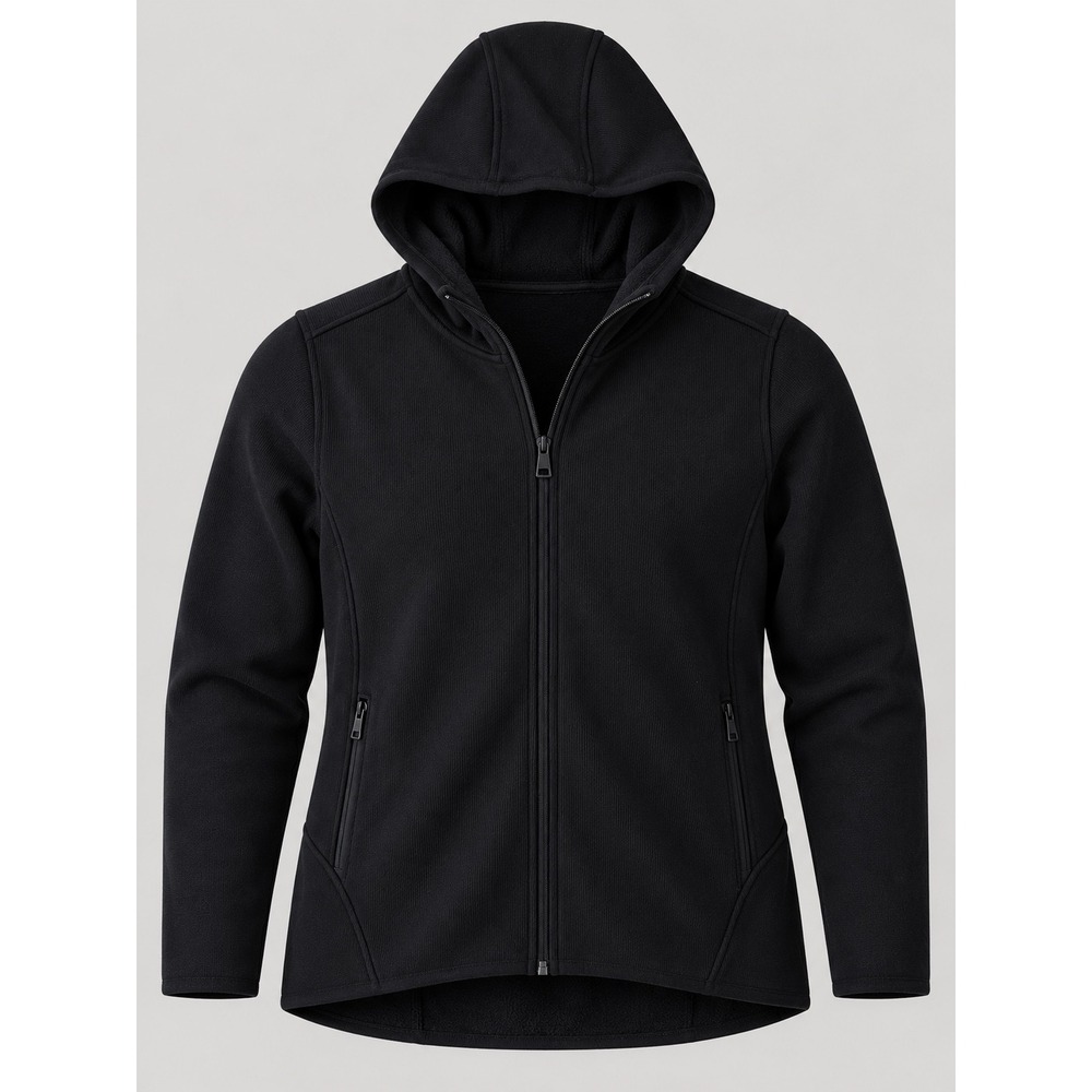 Andrew Marc Fleece Lined Full Zip Hoodie Womens XL Black AP1PD173